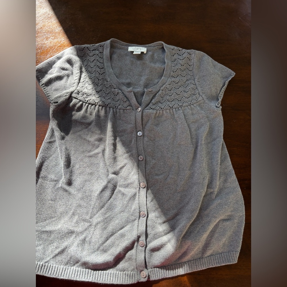 LOFT Gray V-Neck Sweater